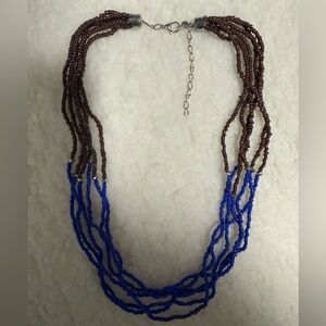 Blue and Brown Beaded Necklace